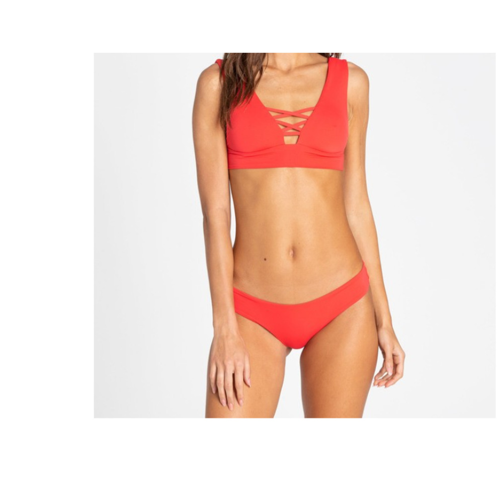 Billabong Sol Searcher Hawaii Cheeky Coverage Bikini Bottom Red Size M 16259